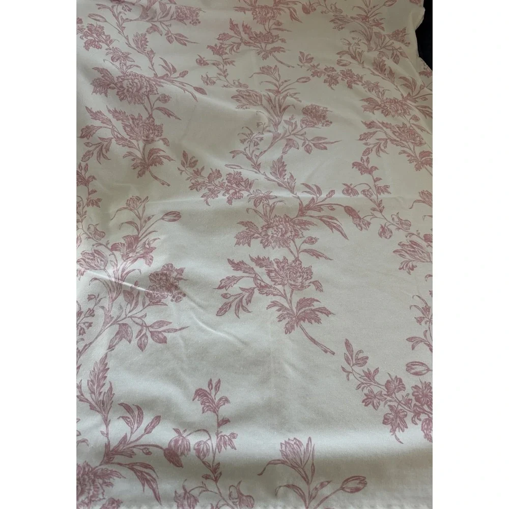 Pink Floral Toile Botanical Fabric Shower Curtain White 72 X 72 Toile De Jouy